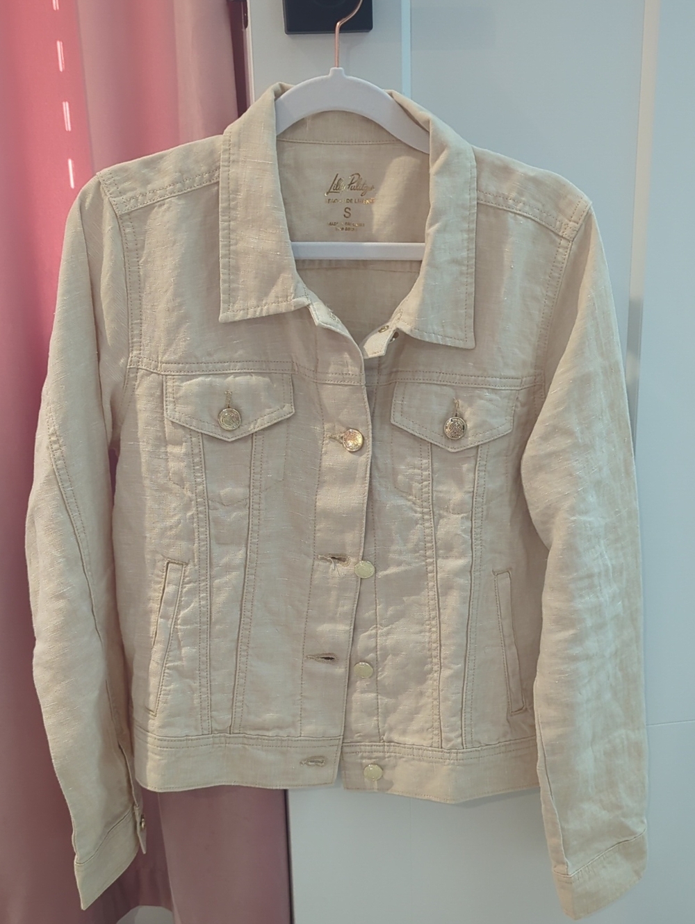 Lilly Pulitzer Cream Linen-Blend Jean Jacket